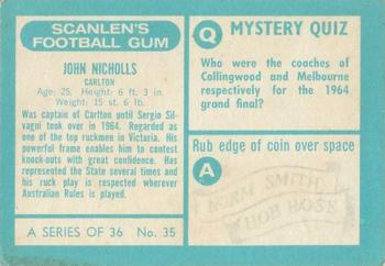 1965 Scanlens VFL #35 John Nicholls Back